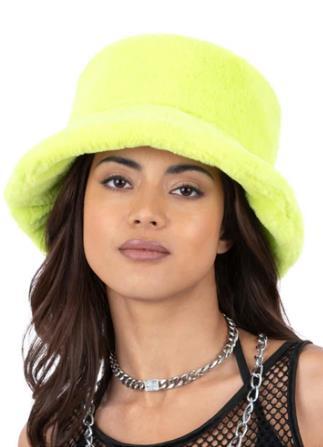 Costume Green/Yellow Fur Bucket Hat 1990s