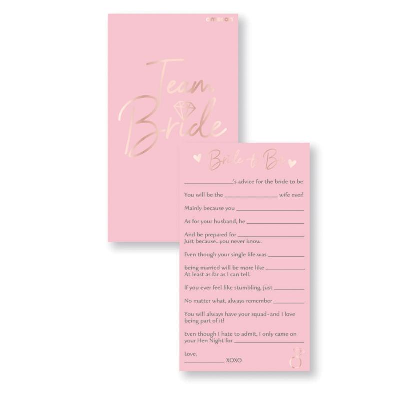 Game Hens Night/Bride to Be/Team Bride Advice Cards Pk/8