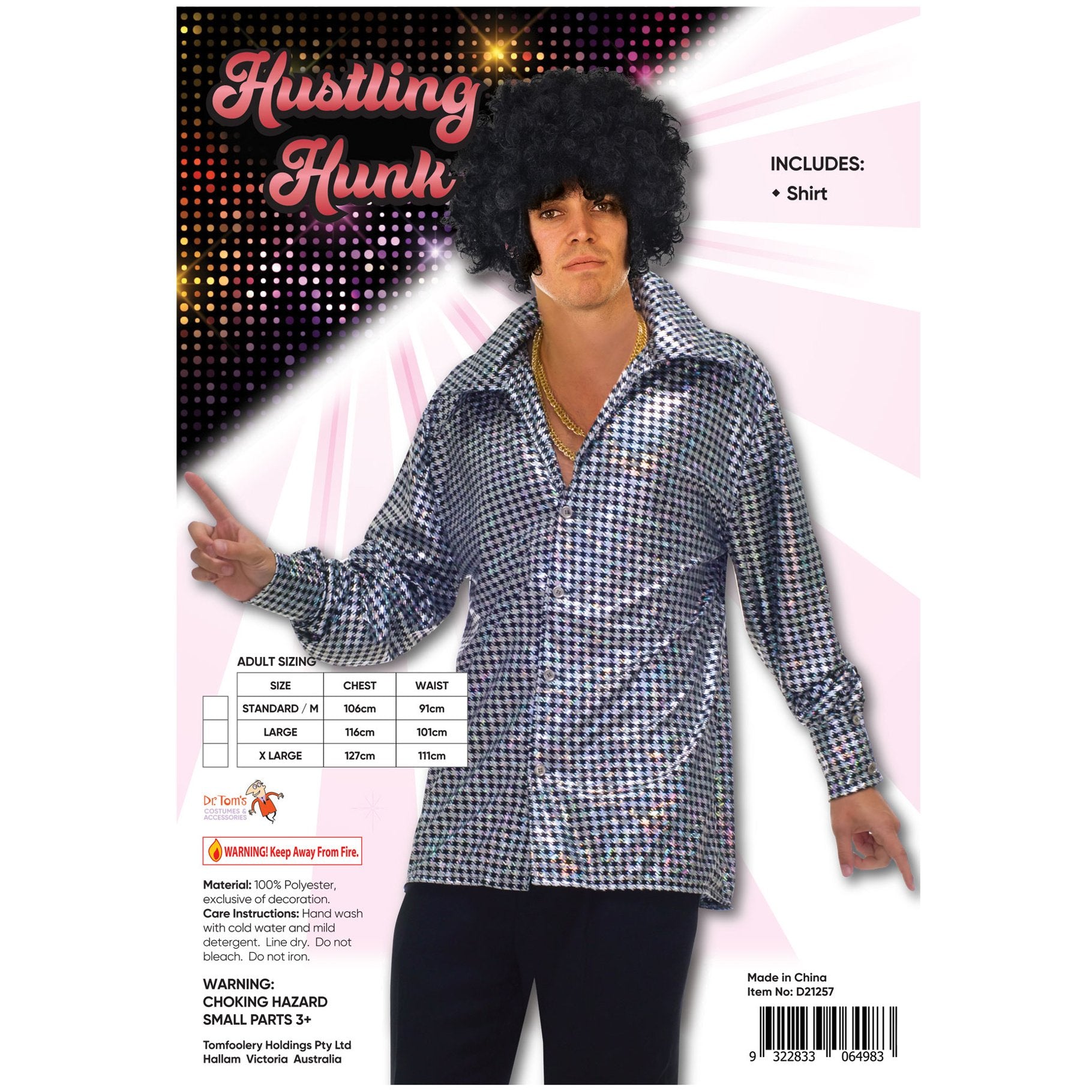 Costume Adult Hustling Hunk Disco Shirt