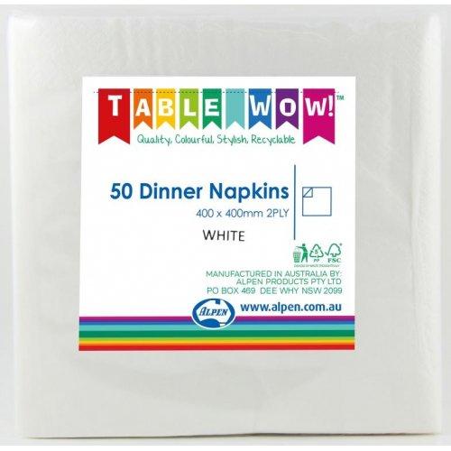 Napkins Dinner 2ply White Pk/50