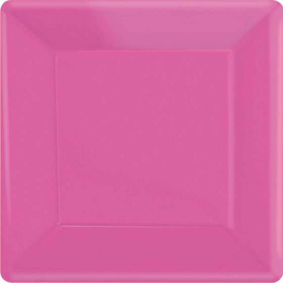 Paper Plates 23cm Bright Pink Square Pk/20
