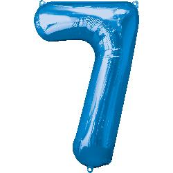 Balloon Foil Megaloon Num 7 Blue 86cm-Discontinued Line: Last Chance Buy