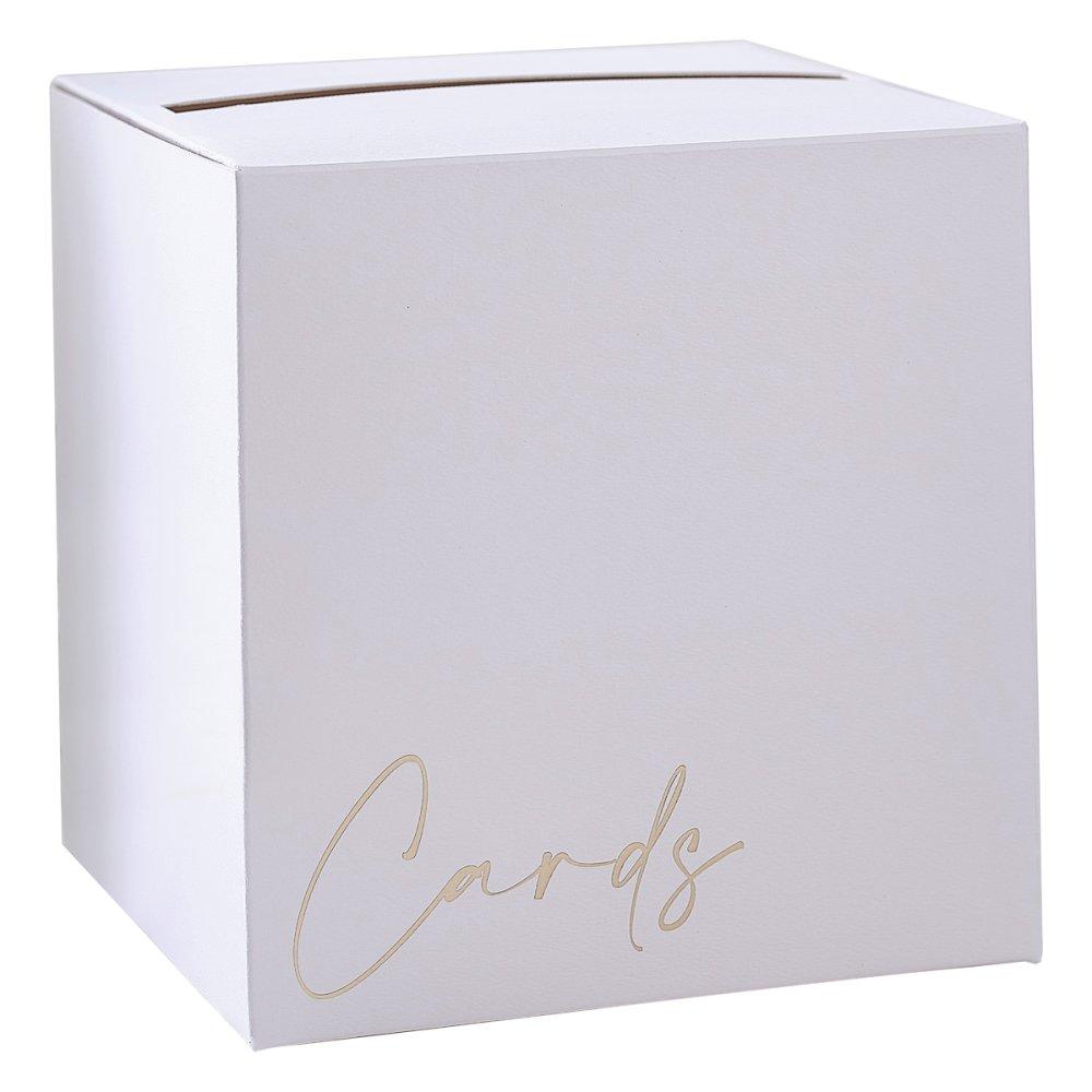 Wishing Well Wedding/Engagement Card Box White With Gold Foil Print Deluxe