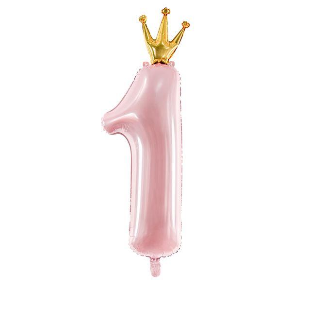 Balloon Foil Shape 1st First Birthday Pink Number One W/Crown - Last Chance