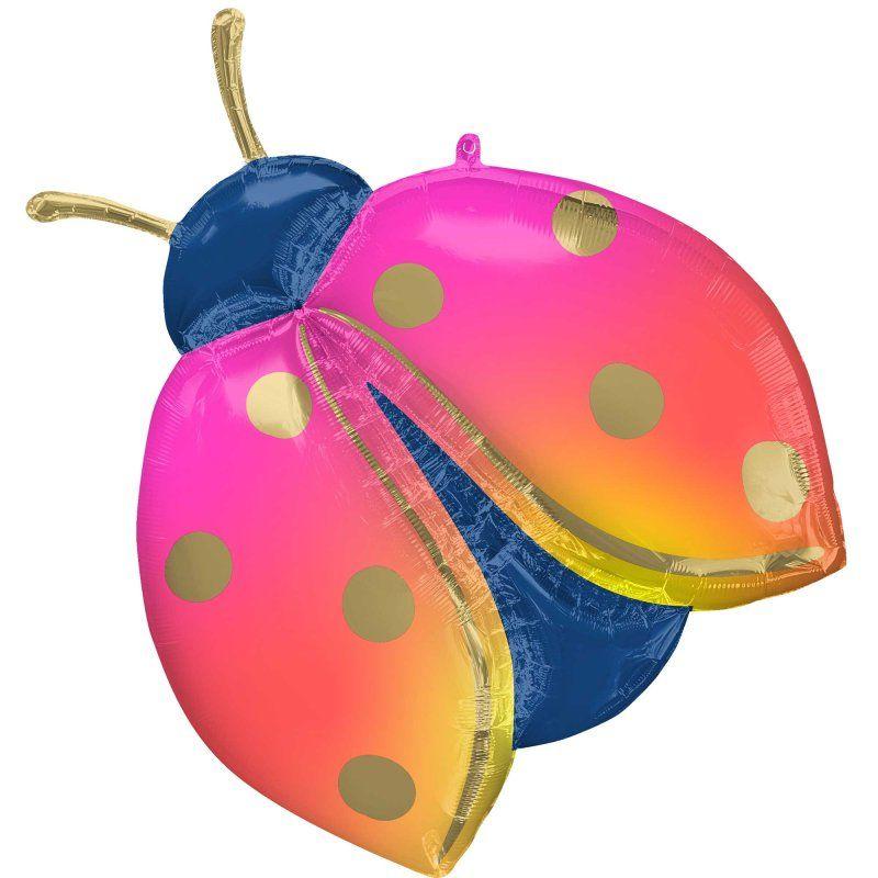 Balloon Foil Shape Colourful Ladybug/bird 83cm x 68cm