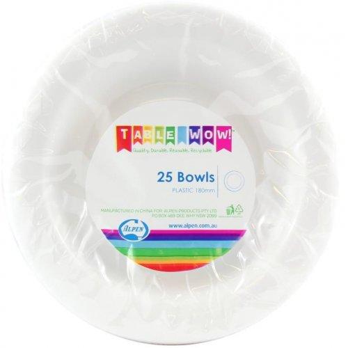 Bowls 18cm White Plastic Pk/25