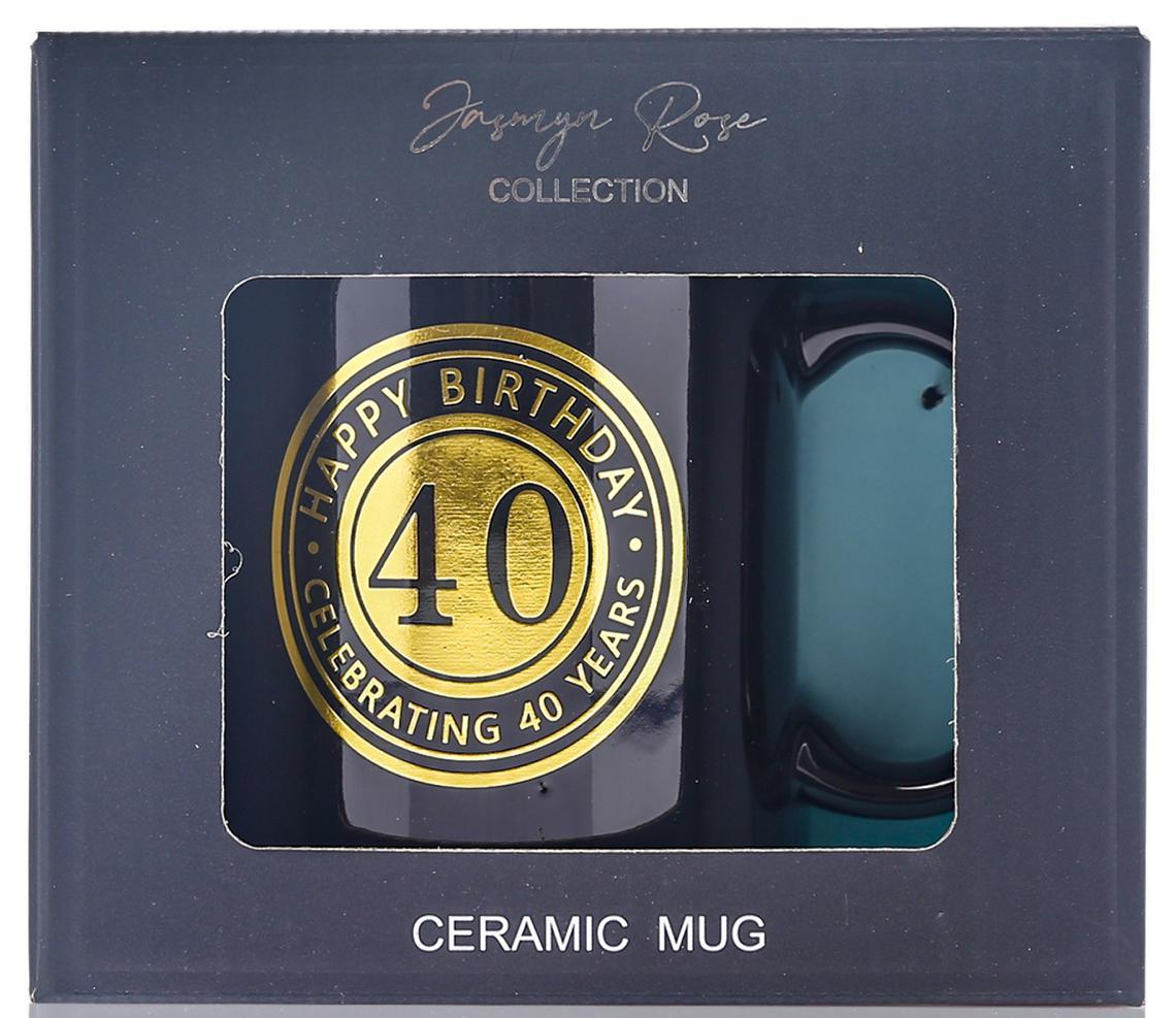 Mug 40th Happy Birthday Black With Gold Script