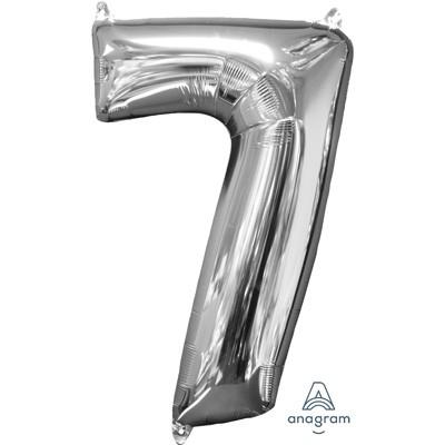 Balloon Foil Megaloon Num 7 Silver 66cm
