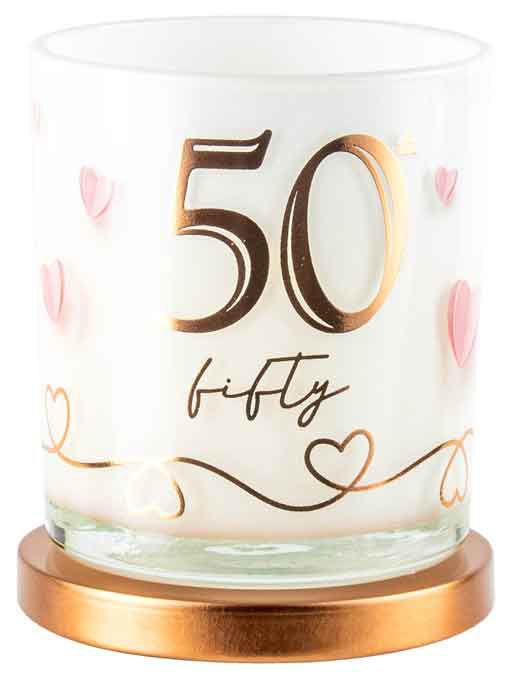 Gift Candle 50th Fifty Birthday Vanilla Scent Deluxe