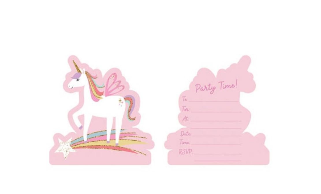 Party Invitation Pk/8 Unicorn Sparkle- Discontinued Last Chance