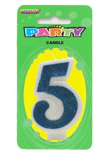 Candle Number 5 Blue