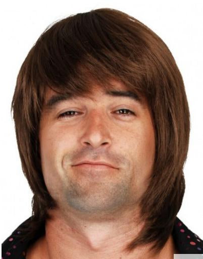 Wig Brown Shaggy / Greg 1970s Disco Costume Accessory