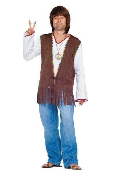 Costume Adult Hippie Vest Brown With Fringe 1960s Medium / Standard