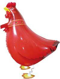 Balloon Foil Walking Chicken With String Do Not Float 63cm