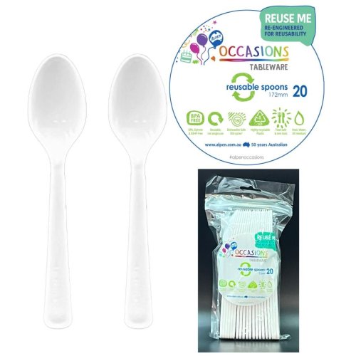 Spoons Frosty White Plastic Pk 20