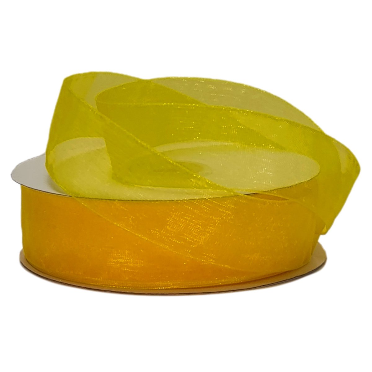 Organza Ribbon Yellow Woven Edge 25mm x 50m