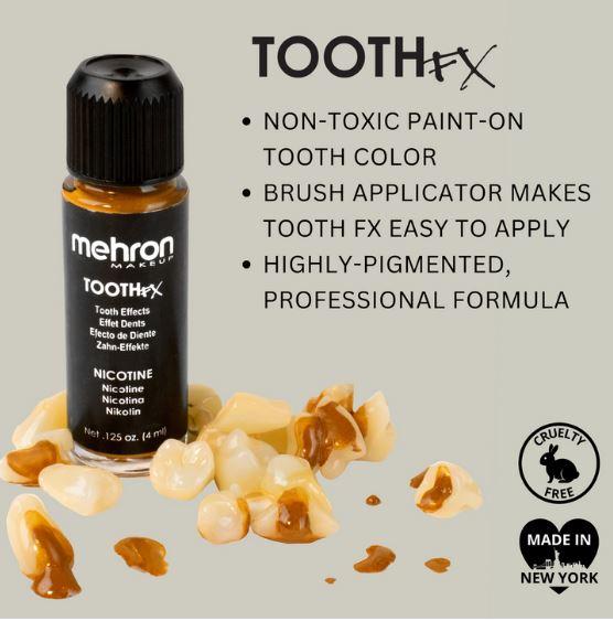Tooth/Teeth Paint Fx Nicotine Brown 4ml Special Effects Mehron Brand Deluxe
