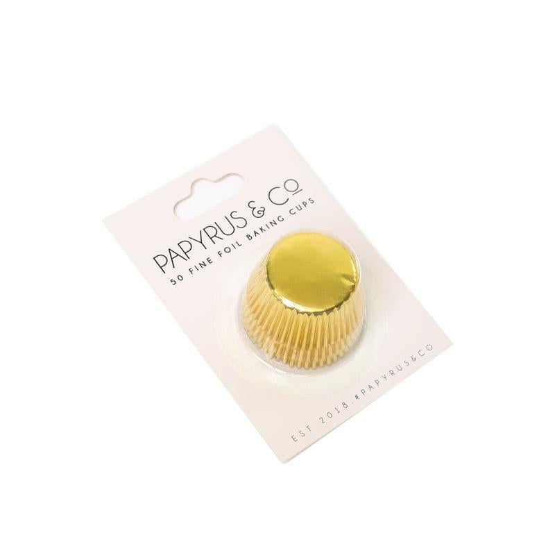 Cupcake Baking Cups Gold Foil Pk 50- 3 Sizes