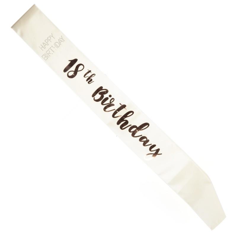 Sash 18th Birthday Rose Gold/White