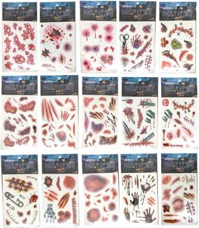 Tattoos Halloween/Horror Wounds Assorted