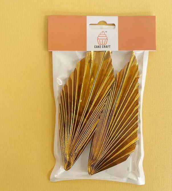 Cake Toppers Deco Fan Metallic Gold Pk/2