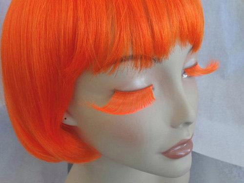 Costume False Eyelashes Neon Orange Long Tapered Deluxe