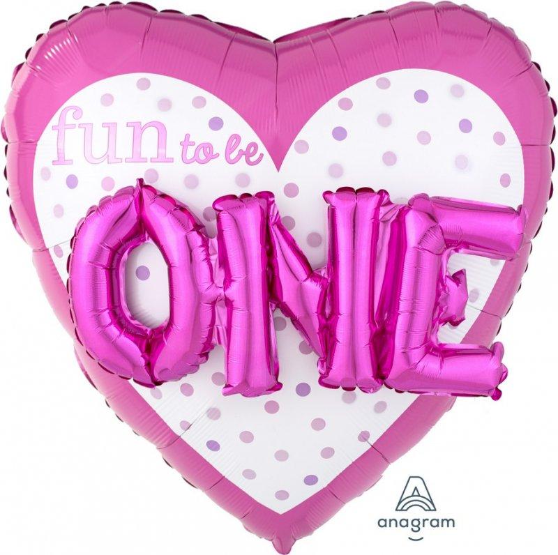 Balloon Foil Shape Fun To Be One Pink 91cm - Last Chance Buy
