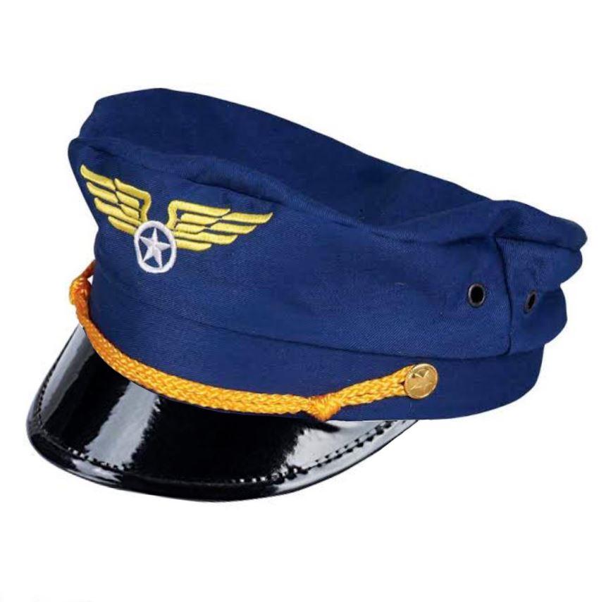 Hat Airline/Aeroplane Pilot Captain Blue With Wings Costume Accessory