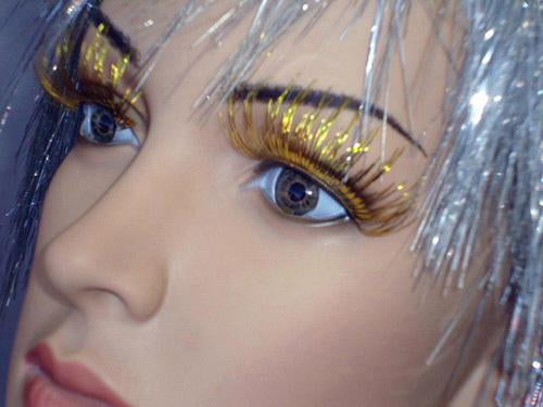 Costume False Eyelashes Dramatic Gold Tinsel Deluxe