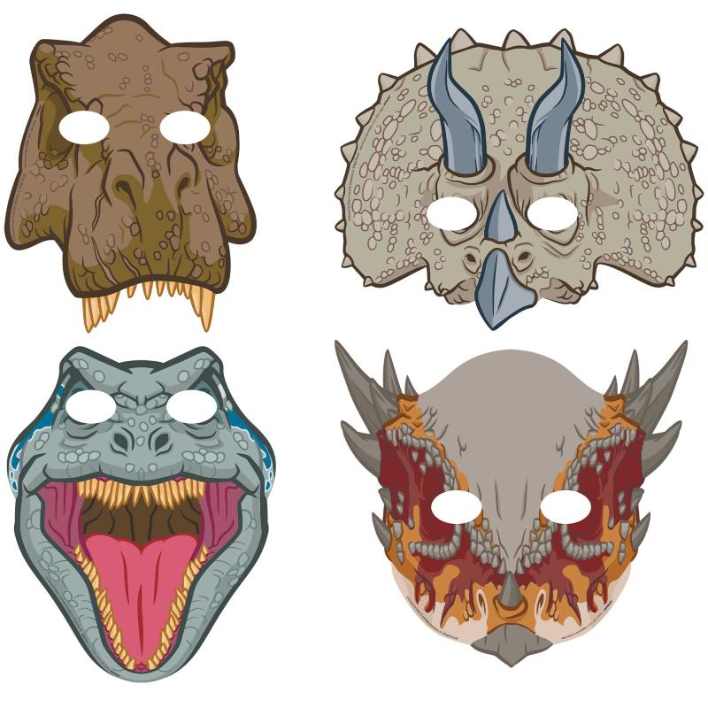 Jurassic Dinosaur Paper Masks Pk/8