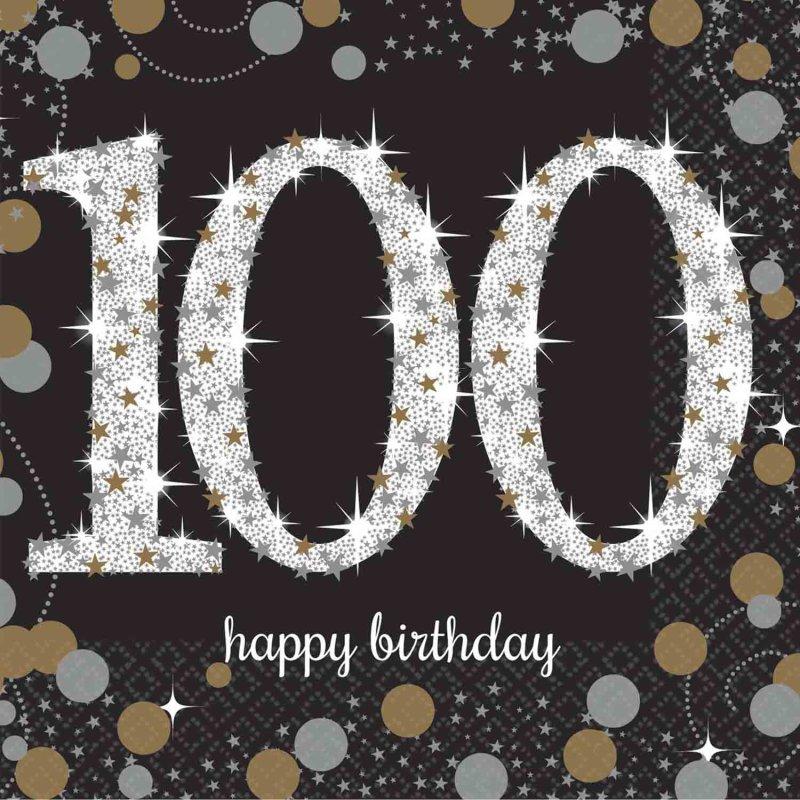 Napkins Beverage Celebration 100th Pk/16
