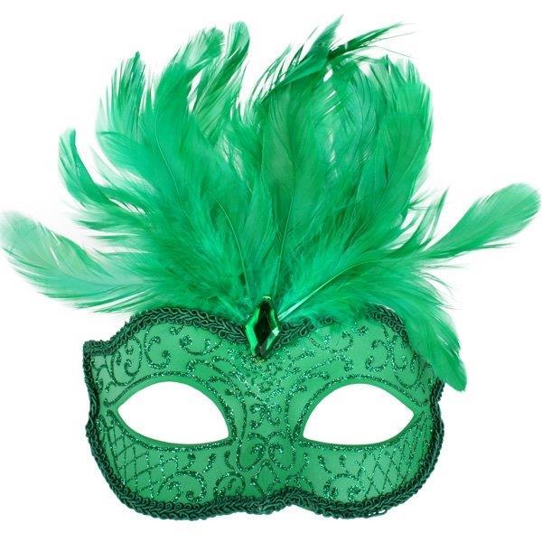 Mask Daniella Green W/Feather - Discontinued Line Last Chance