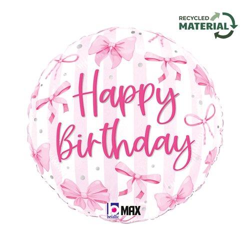 Balloon Foil 45cm Birthday Pink Bows