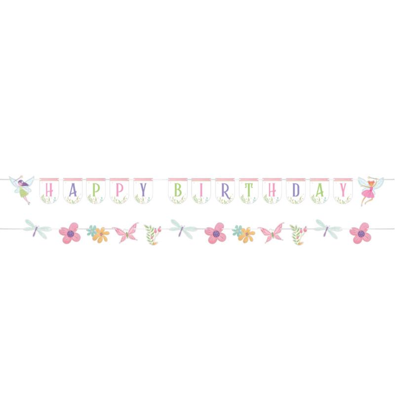 Fairy Forest Shaped Ribbon Banners Happy Birthday 1.7m x 8cm