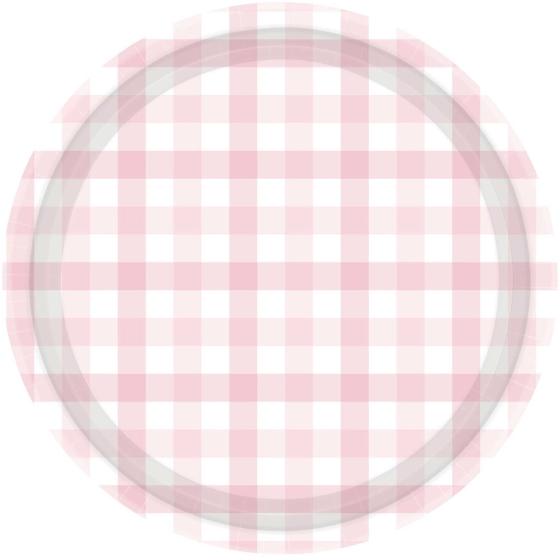 Paper Plates Gingham Check 17cm Pastel Pink Pk 8