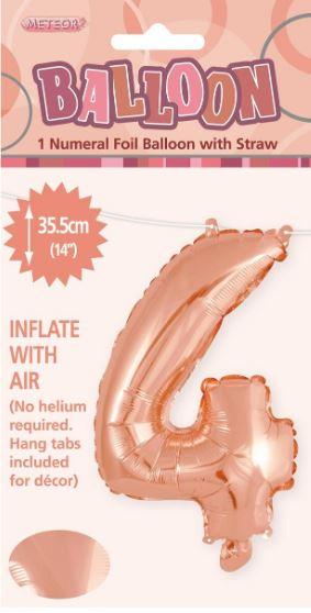 Balloon Foil Number 4 Rose Gold 40cm