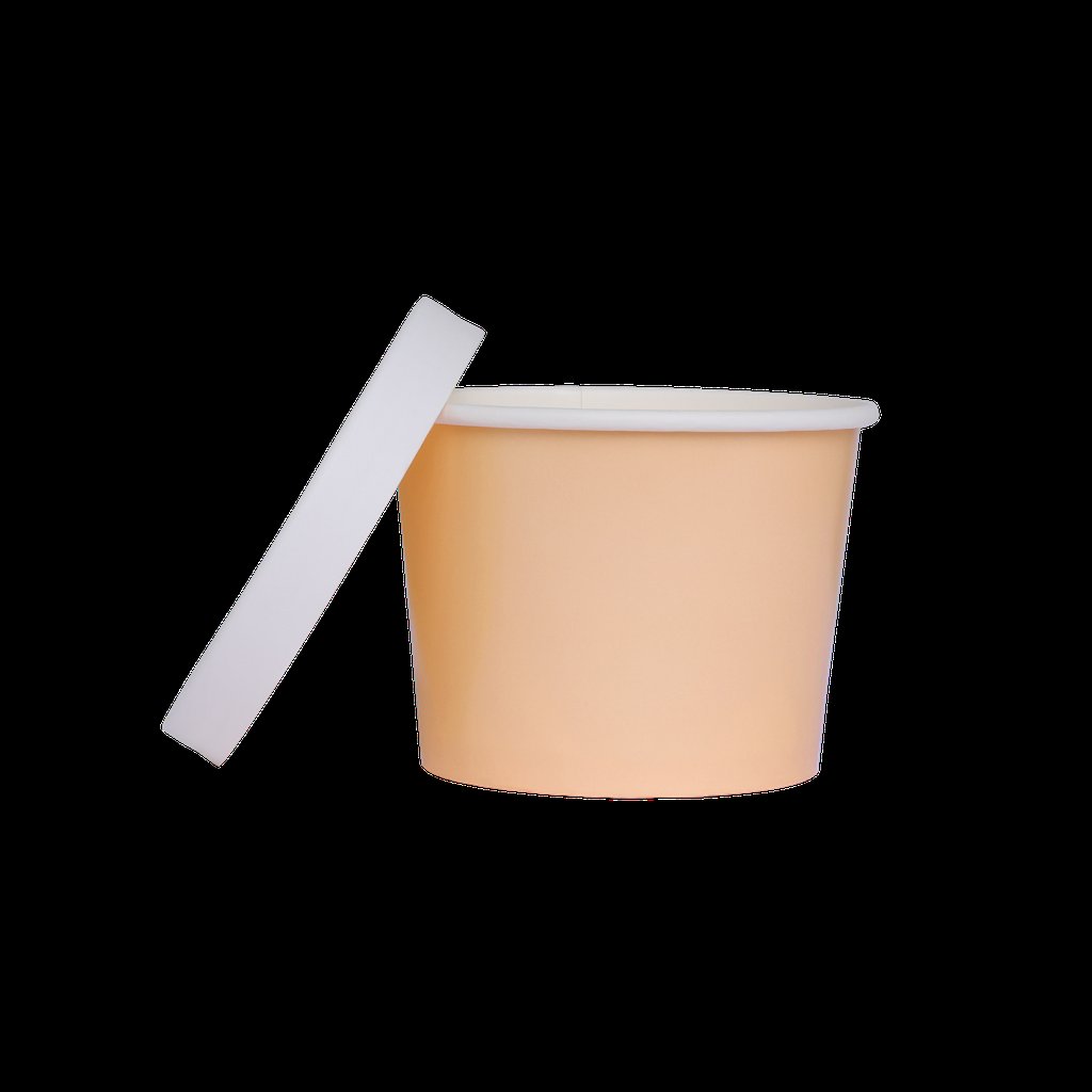 Paper Luxe Round Party Favour Loot Container Tub & Lid Apricot Peach Pk 5