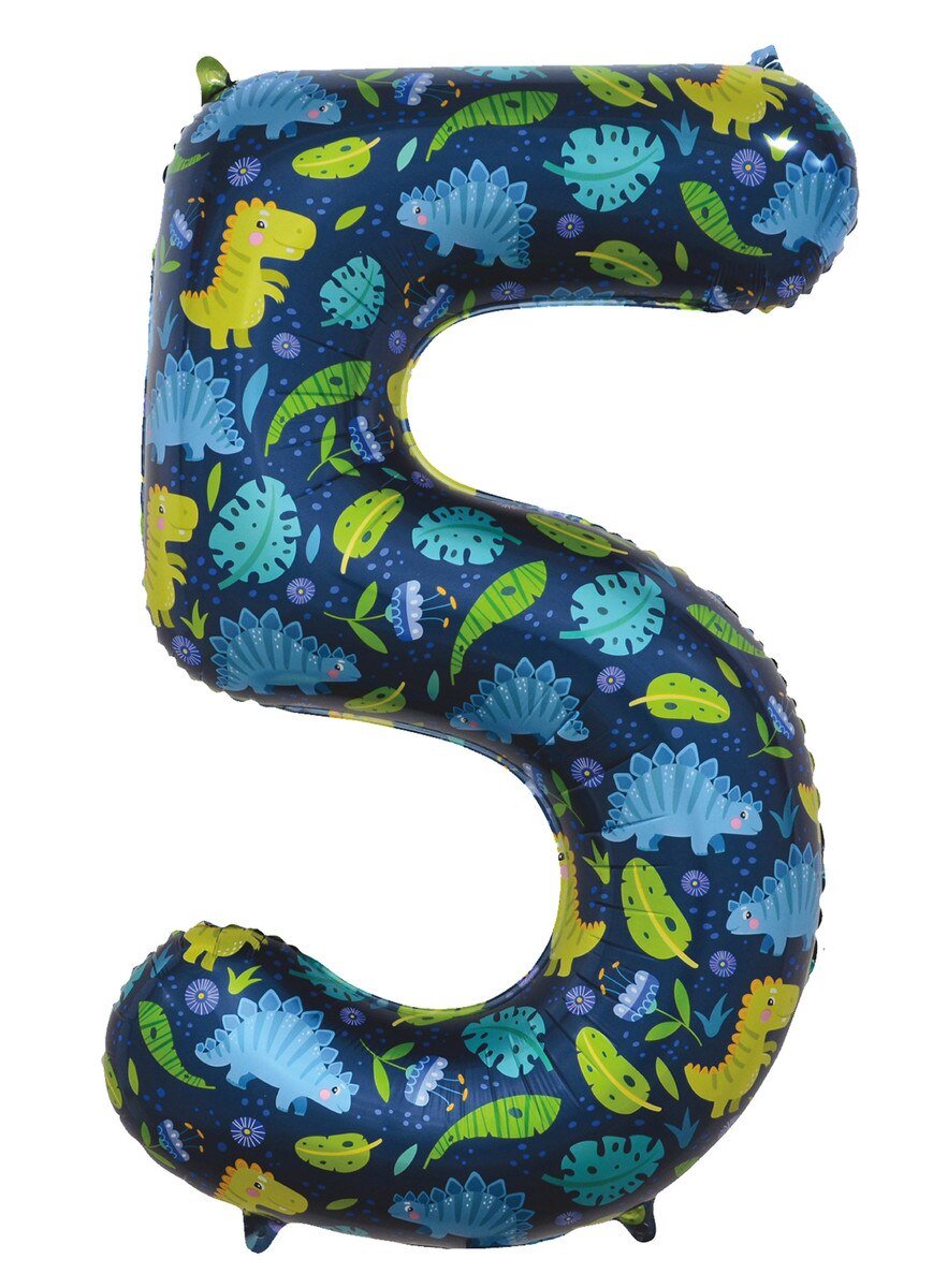 Balloon Foil Megaloon Number 5 Dinosaur 86cm