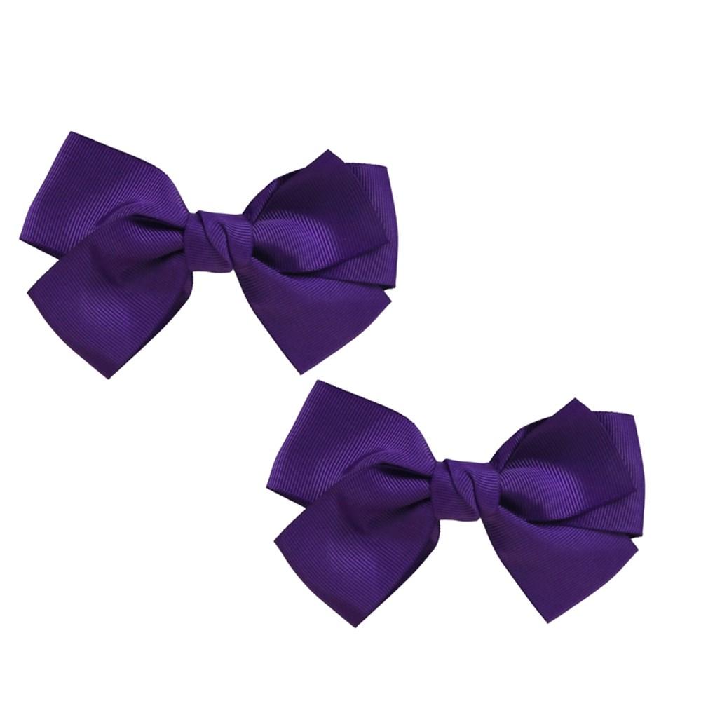 Purple Team Spirit Hair Bows Sports Supporter Pk/2