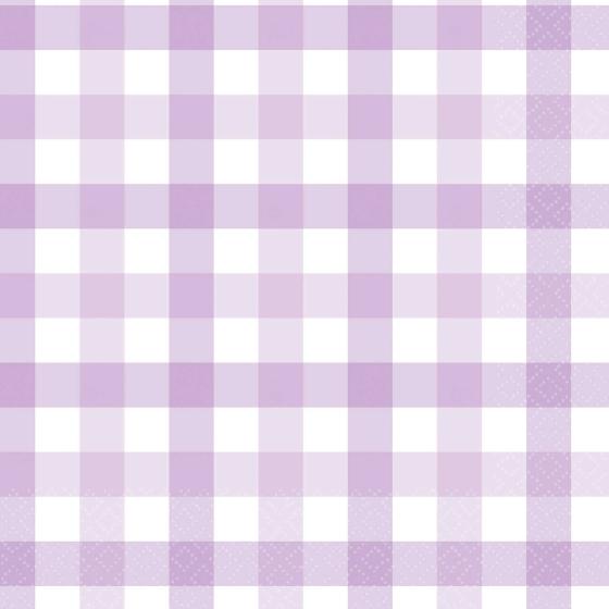 Napkins Lunch Gingham Check Pastel Purple Pk 16