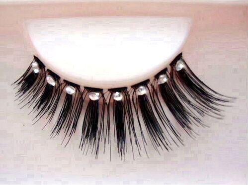Costume False Eyelashes Black With Diamantes Deluxe