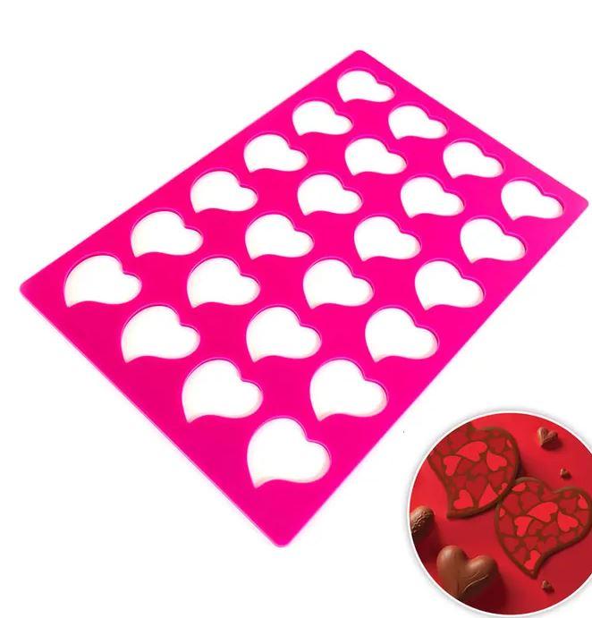 Silicone Transfer Mat Hearts 3.5cm Chocolate/Cookie/Isomalt Sugar