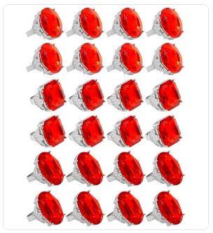 Costume Ring Jewel Red Large Each Assorted Styles (Round / Oval / Square)