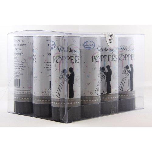 Confetti Twist Poppers White Tissue Wedding Pk/12 10.5cm High Noisemakers