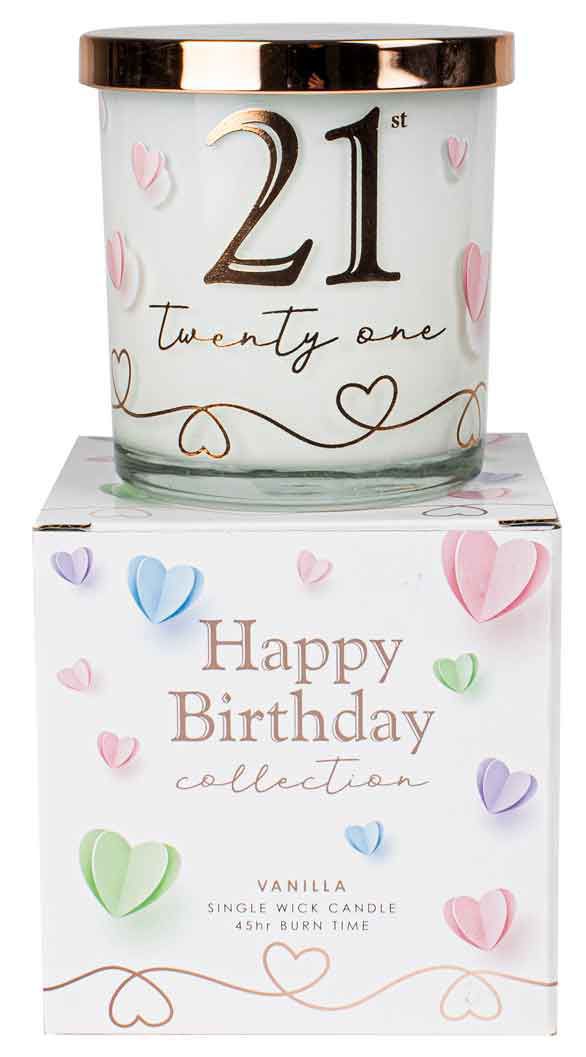 Gift Candle 21st Twenty-One Birthday Vanilla Scent Deluxe