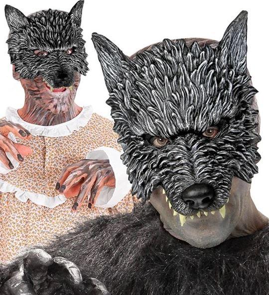 Animal Costume Mask Wolf/Werewolf Grey Chinless