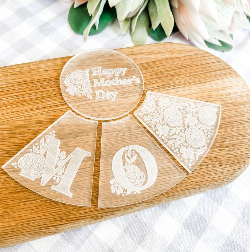 Mum Floral Platter Cookie/Biscuit Cutter & Debosser Set (Bikkie Smalls)