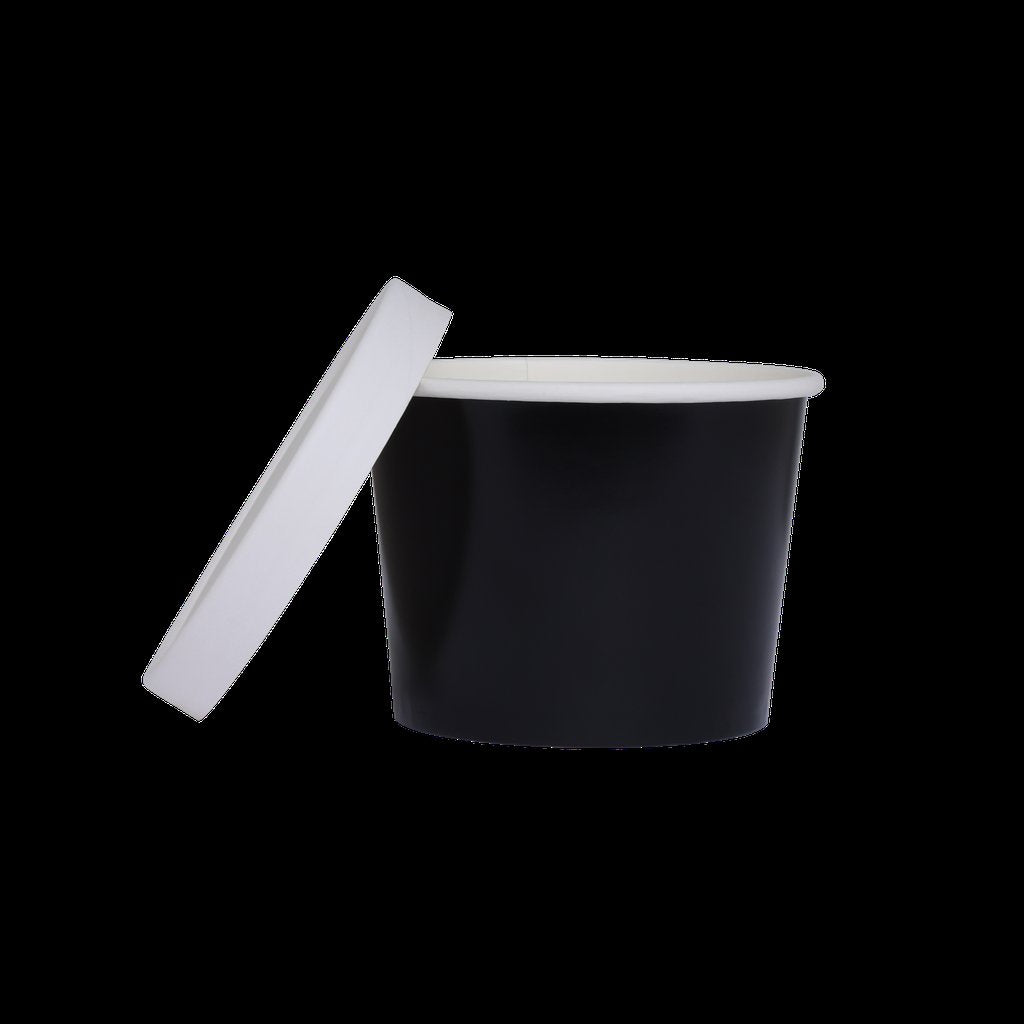 Paper Luxe Round Party Favour Loot Container Tub & Lid Black Pk 5