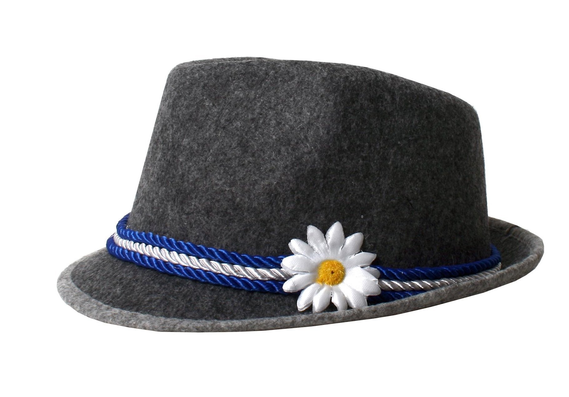 Hat Oktoberfest/German Fedora Grey With Blue Trim & Flower