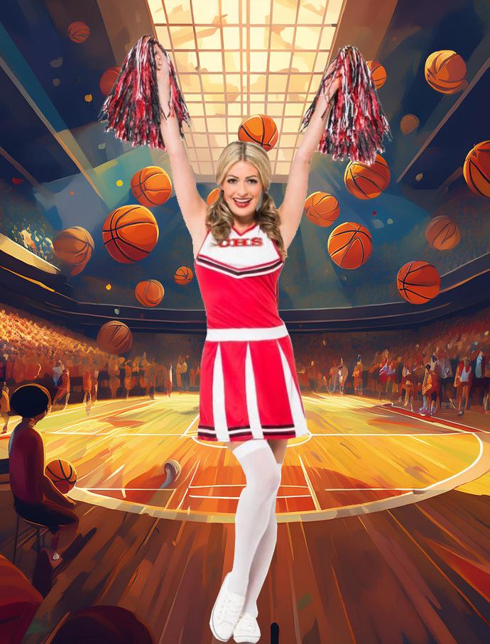 Costume Adult Cheerleader Red & White